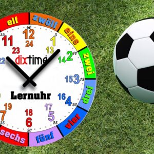 Kinder-Lernuhr Fussball und Rasen, leise kein ticken, dixtime 3DS-0435