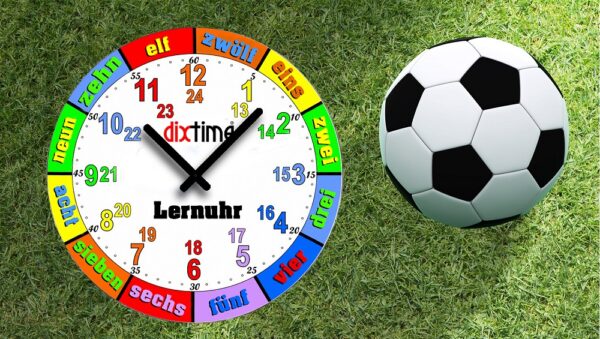 Kinder-Lernuhr Fussball und Rasen, leise kein ticken, dixtime 3D-0435 - 1.jpeg